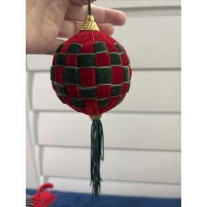 Kimekomi Style Velvet Ribbon Handmade Christmas Ornament Red Green Gold